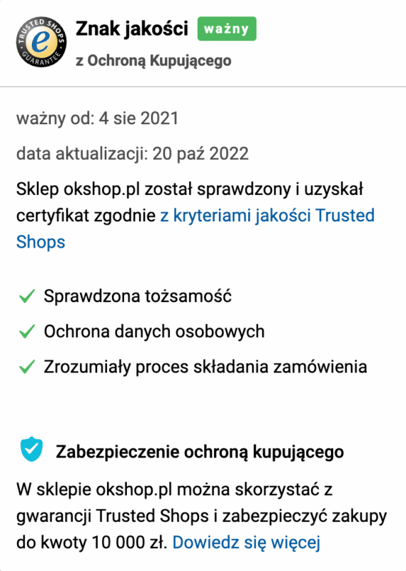 opinie okshop.pl trusted shop